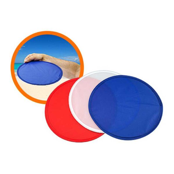 frisbee colapsible nylon rojo blanco y azul merchandising