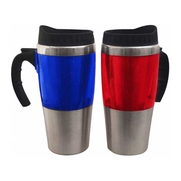 jarro mug azul y rojo merchandising