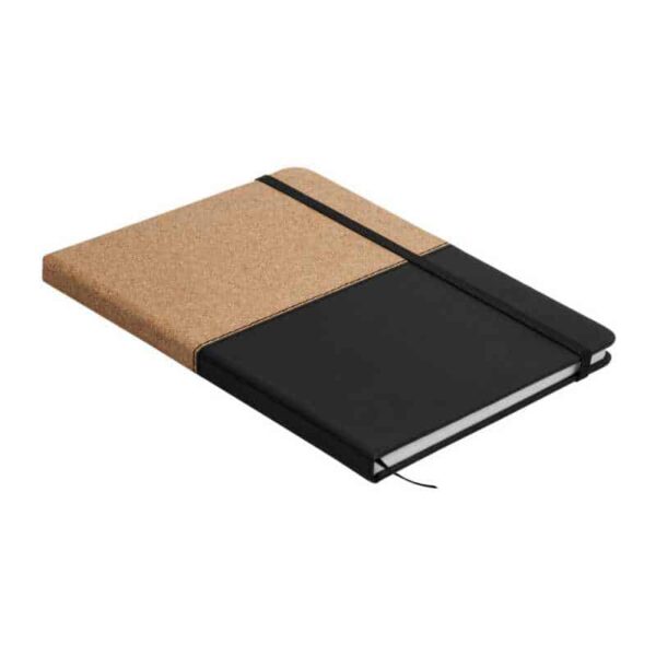 libreta con tapa de corcho negro merchandising