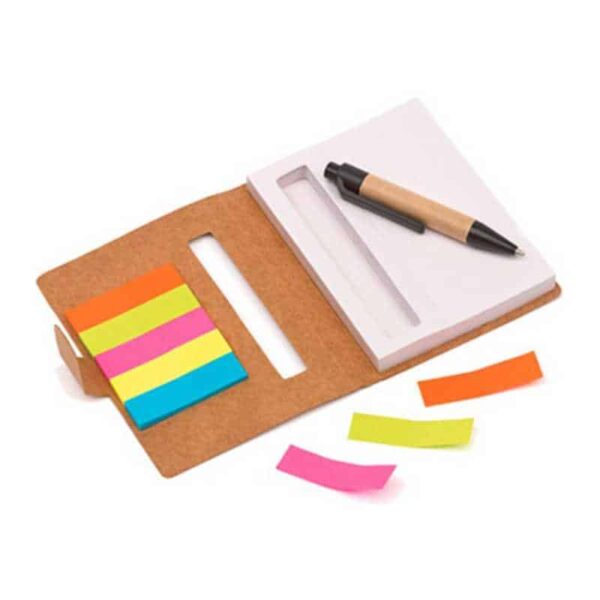 libreta ecológica con post it color natural merchandising