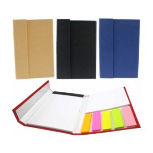 libreta ecológica con post it negro azul y natural merchandising