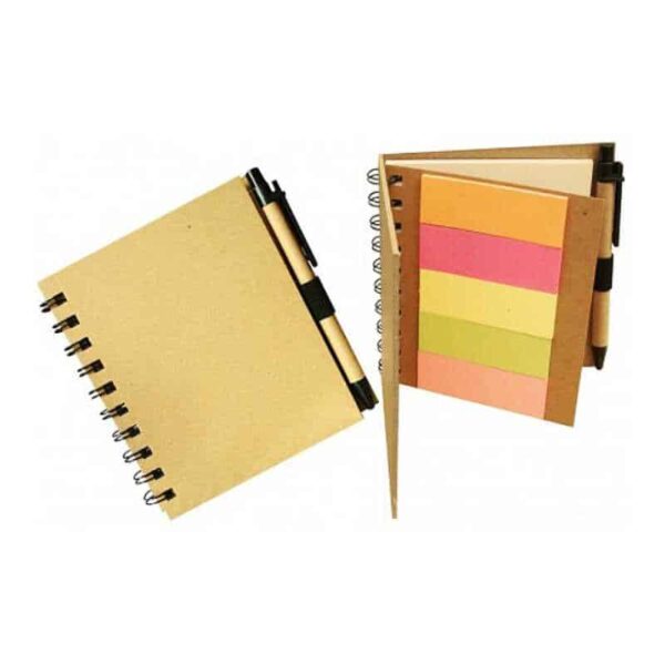 libreta ecológica con post it y lapicero merchandising