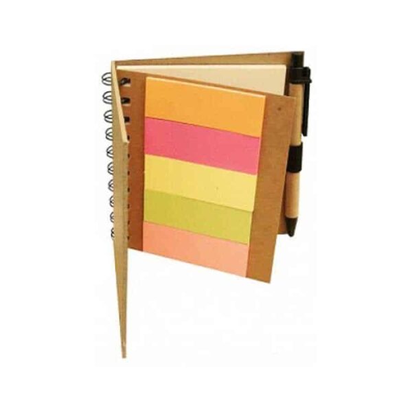 libreta ecológica con post it y lapicero merchandising