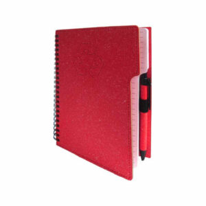 libreta ecológica y lapicero rojo merchandising