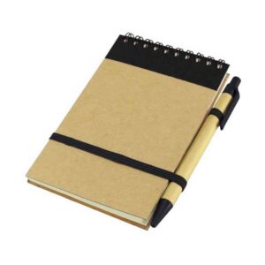 libreta ecológica y lapicero negro merchandising