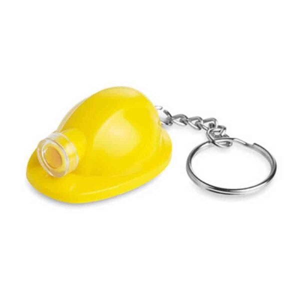 llavero casco con linterna plástico amarillo merchandising