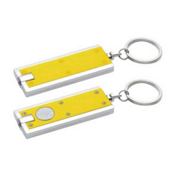 llavero linterna led rectangular amarillo merchandising