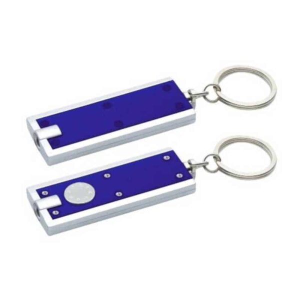 llavero linterna led rectangular azul merchandising