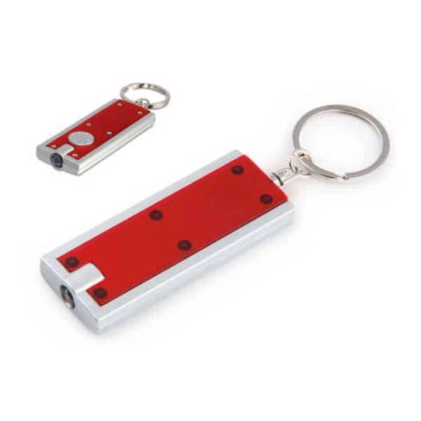 llavero linterna led rectangular rojo merchandising