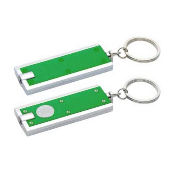 llavero linterna led rectangular verde merchandising