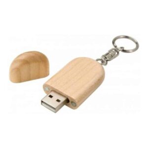 memoria usb de madera con argolla metálica merchandising