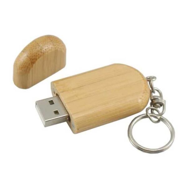 memoria usb de madera con argolla metálica merchandising