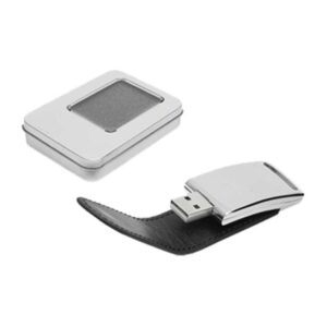 memoria usb leather 2 negro caja metálica merchandising