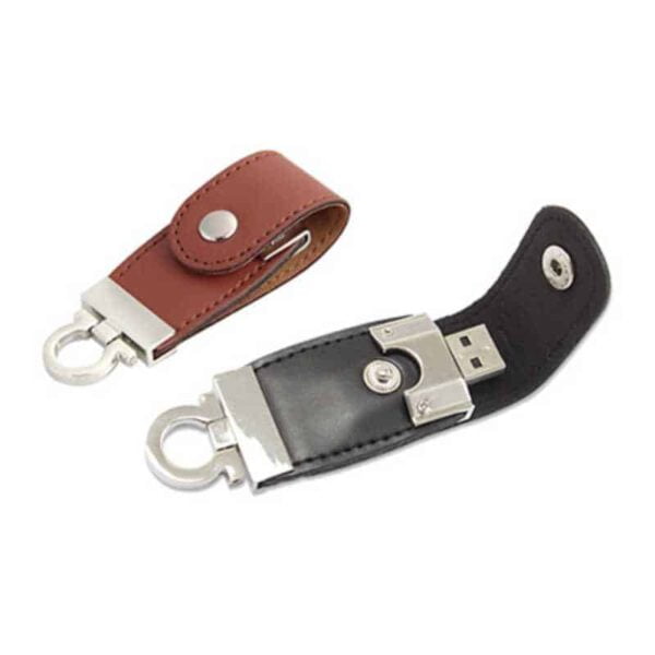 memoria usb modelo leather marrón y negro merchandising