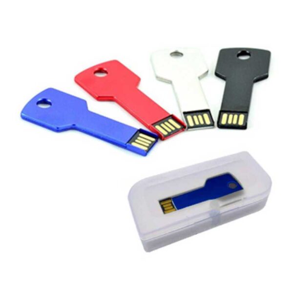 memoria usb modelo llave metálico azul rojo negro y blanco merchandising