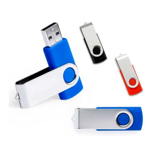 memoria usb azul rojo y negro merchandising