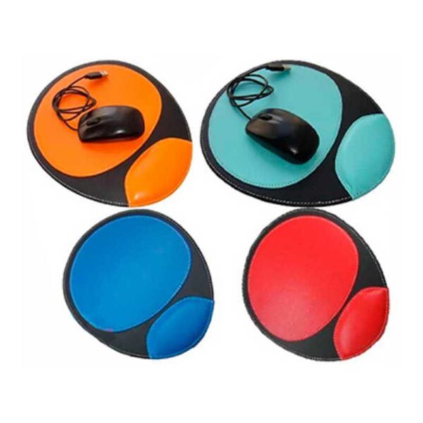 cuatro mouse pad cuerina azul rojo turquesa naranja merchandising