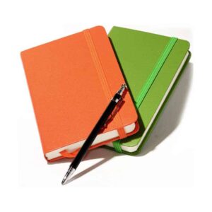 notebook verde anaranjado merchandising