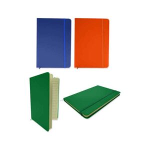 notebook azul anaranjado verde merchandising