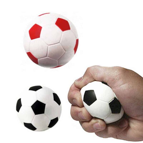 pelota de futbol antiestrés blanco rojo y negro merchandising