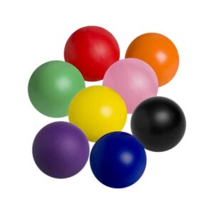 pelotas antiestrés rojo naranja verde rosado amarillo morado azul y negro merchandising