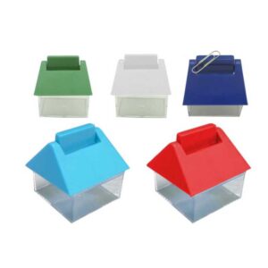 porta clip casa azul rojo blanco turquesa y verde merchandising