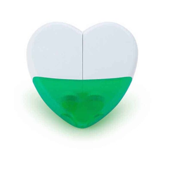 resaltador corazón verde y blanco merchandising