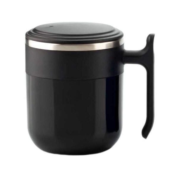 jarro mug de material plástico negro con interior metálico merchandising