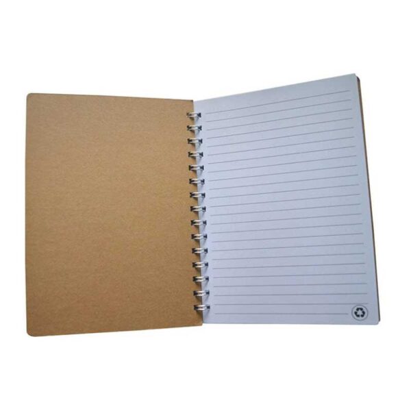 libreta ecológica de cartón reciclado color natural con hojas rayadas merchandising