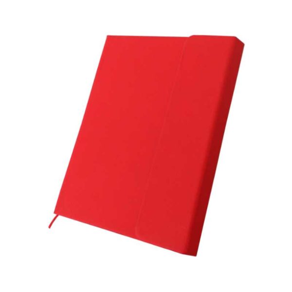 Libreta con tapa color rojo imantada merchandising